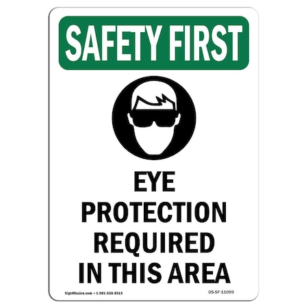 Signmission OSHA Sign, Eye Protection Required, 7in X 5in Decal, 5" W, 7" H, Portrait, OS-SF-D-57-V-11099 OS-SF-D-57-V-11099